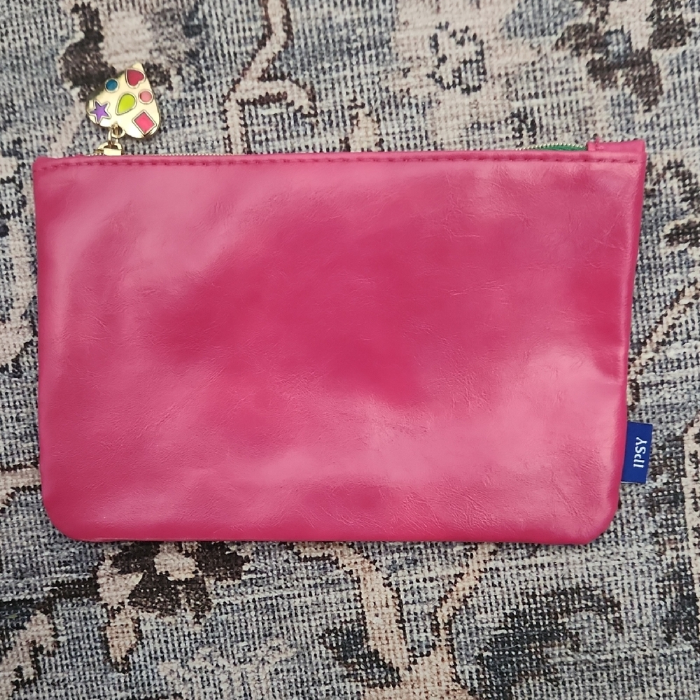 Ipsy Fuchsia Pouch with Colorful Zipper Pull
